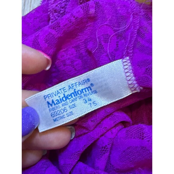 90s Maidenform Super Stretchy Lace Tank Top Fuchsia S/M - Picture 4 of 6